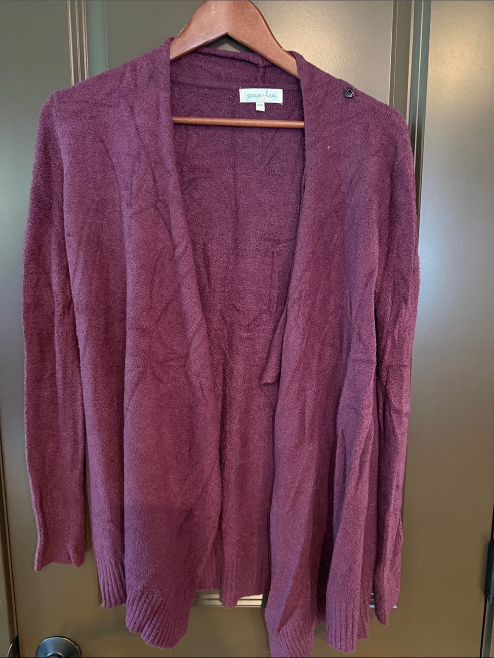 Grace & Lace Plum Open Cardigan with Soft Drape